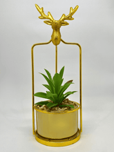 Golden Reindeer Succulent Table Decor